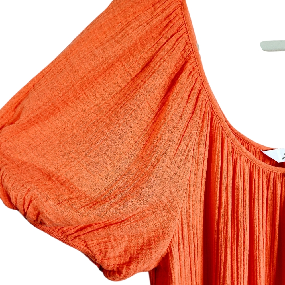 LILLY PULITZER Zemini Crinkle Cotton Gauze Tiered Puff Sleeve Maxi Coverup Dress - Picture 3 of 9
